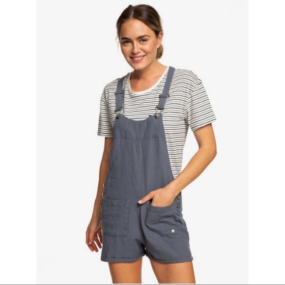 Roxy Compass Direction Linen Dungaree Romper - Picture 2 of 7